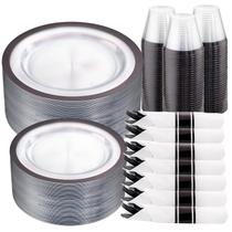 Conjunto de louças descartáveis I00000 Feliz Ano Novo 210 unidades