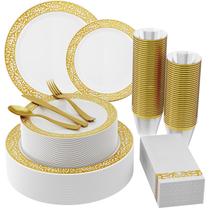 Conjunto de louças descartáveis JOLLY CHEF 210 unidades para 30 convidados Conjunto de louças descartáveis JOLLY CHEF 210 unidades para 30 convidados