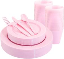 Conjunto de louças descartáveis KIRE Pink com 150 peças