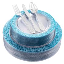 Conjunto de louças descartáveis LUODA Blue Plastic 30 Hóspedes Conjunto de louças descartáveis LUODA Blue Plastic 30 Hóspedes