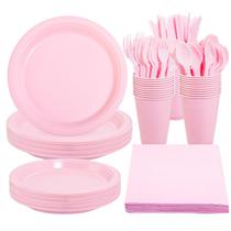 Conjunto de louças descartáveis WELLIFE Pink para festas, 210 unidades