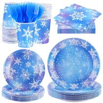Conjunto de louças durony Frozen Winter Snowflake 144 peças