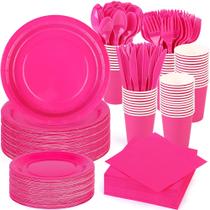 Conjunto de louças Durony Hot Pink Paper 350 peças para 50 convidados