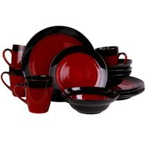Conjunto de louças Elama Round Stoneware 16 peças vermelho/preto