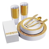 Conjunto de louças FOCUSLINE 175 quilates em ouro para 25 pessoas com talheres Conjunto de louças FOCUSLINE 175 quilates em ouro para 25 pessoas com talheres