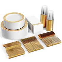 Conjunto de louças FOCUSLINE 350 unidades douradas para 50 convidados com pratos Conjunto de louças FOCUSLINE 350 unidades douradas para 50 convidados com pratos