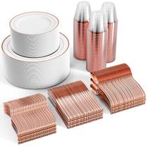 Conjunto de louças FOCUSLINE 600 unidades em ouro rosa para 100 convidados Conjunto de louças FOCUSLINE 600 unidades em ouro rosa para 100 convidados