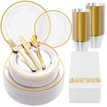 Conjunto de louças FOCUSLINE Clear Gold 350 unidades para 50 convidados