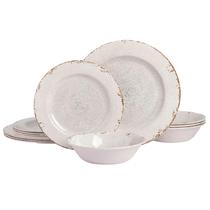 Conjunto de louças Gibson Home Mauna Melamine, 12 unidades - Ice Rustic