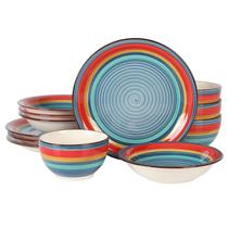 Conjunto de Louças Gibson Home Rainbow Blue - 12 Peças (Serve 4 Pessoas)