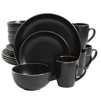 Conjunto de Louças Gibson Home Rockaway Round 16 Peças - Aro Preto/Dourado