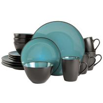 Conjunto de louças Gibson Soho Lounge Round Teal 16 unidades para 4