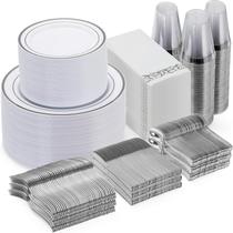 Conjunto de louças Goodluck 700 peças para 100 convidados em prata