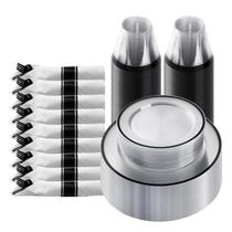 Conjunto de louças Goodluck Black Plastic 175 peças para 25 convidados