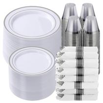 Conjunto de louças Goodluck Silver Plastic 700 peças por 100 Conjunto de louças Goodluck Silver Plastic 700 peças por 100