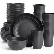 Conjunto de louças Gudvilla Wheat Straw Black 32 unidades para 8 pessoas Conjunto de louças Gudvilla Wheat Straw Black 32 unidades para 8 pessoas