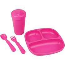 Conjunto de louças infantis Re-Play 7" Plate No-Spill Cup rosa Conjunto de louças infantis Re-Play 7" Plate No-Spill Cup rosa