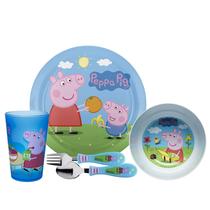 Conjunto de louças infantis Zak Designs Peppa Pig de 5 peças Conjunto de louças infantis Zak Designs Peppa Pig de 5 peças