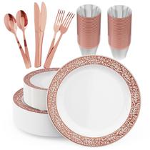 Conjunto de louças JOLLY CHEF Rose Gold 150 unidades para 25 convidados Conjunto de louças JOLLY CHEF Rose Gold 150 unidades para 25 convidados