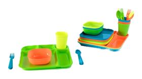 Conjunto de louças LBH Plastic de 24 peças para crianças com bandeja e prato