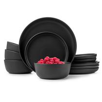 Conjunto de louças Lefonte Stoneware, 12 peças, preto fosco