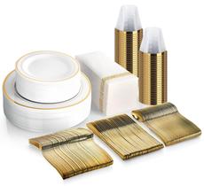 Conjunto de louças MCIRCO Gold 350 peças com 100 pratos e 50 xícaras Conjunto de louças MCIRCO Gold 350 peças com 100 pratos e 50 xícaras