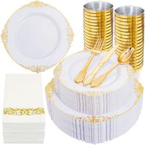 Conjunto de louças Nervure 350 unidades em ouro branco para 50 convidados