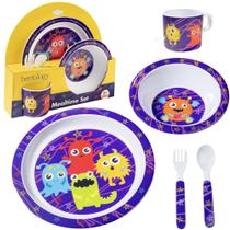 Conjunto de louças para crianças Bentology Monster, 5 peças, sem BPA Conjunto de louças para crianças Bentology Monster, 5 peças, sem BPA