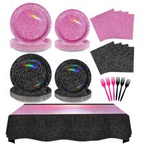 Conjunto de Louças para Festa Greencian 98 Peças Rosa-Choque e Preto Conjunto de Louças para Festa Greencian 98 Peças Rosa-Choque e Preto