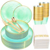 Conjunto de louças Rubtlamp Green Plastic 175 unidades para 25 convidados