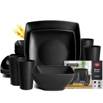 Conjunto de louças Teivio Plastic Wheat Straw 16 peças para 4 Conjunto de louças Teivio Plastic Wheat Straw 16 peças para 4