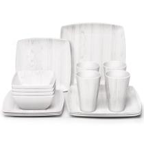 Conjunto de louças Topmela Melamine Wood, com aparência de madeira, 16 unidades para 4 Conjunto de louças Topmela Melamine Wood, com aparência de madeira, 16 unidades para 4
