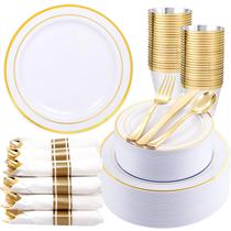 Conjunto de louças WDF Partyware de 350 peças para 50 convidados - ouro Conjunto de louças WDF Partyware de 350 peças para 50 convidados - ouro