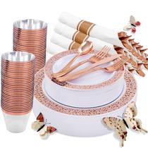 Conjunto de louças WELLIFE Rose Gold Plastic 350 peças