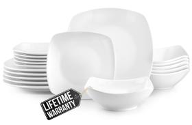 Conjunto de Louças Zulay Kitchen Luna - 18 Peças de Porcelana Branca