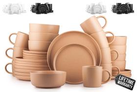 Conjunto de louças Zulay Kitchen Terra Stoneware, 32 peças de terracota