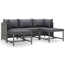 Conjunto de lounge ao ar livre vidaXL de 3 peças de polietil-rattan cinza com almofadas