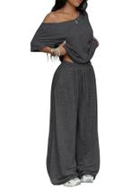 Conjunto de lounge de 2 peças, calças largas femininas TDCoool Conjunto de lounge de 2 peças, calças largas femininas TDCoool