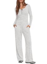 Conjunto de lounge de 2 peças Darong para mulher, manga comprida, calça larga Conjunto de lounge de 2 peças Darong para mulher, manga comprida, calça larga