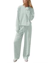 Conjunto de lounge de 2 peças MISSACTIVER listrado para mulheres, verde Conjunto de lounge de 2 peças MISSACTIVER listrado para mulheres, verde