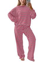 Conjunto de lounge de 2 peças MISSACTIVER listrado para mulheres, vermelho