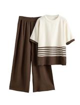 Conjunto de lounge de 2 peças para bronzeamento feminino listrado Conjunto de lounge de 2 peças para bronzeamento feminino listrado