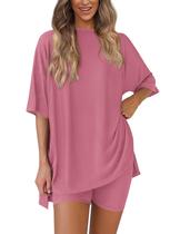 Conjunto de lounge de duas peças PRETTYGARDEN feminino 2025, rosa de verão Conjunto de lounge de duas peças PRETTYGARDEN feminino 2025, rosa de verão