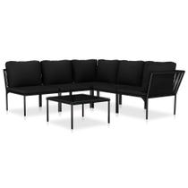 Conjunto de Lounge de Jardín vidaXL 3 Piezas con Cojines Removibles Negro Conjunto de Lounge de Jardín vidaXL 3 Piezas con Cojines Removibles Negro