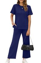 Conjunto de lounge feminino de verão Track Suit XIEERDUO Navy XL Conjunto de lounge feminino de verão Track Suit XIEERDUO Navy XL