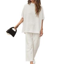 Conjunto de lounge feminino SeeLuna de duas peças em cinza claro Conjunto de lounge feminino SeeLuna de duas peças em cinza claro