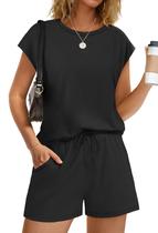 Conjunto de lounge feminino WIHOLL Summer, 2 peças, preto S