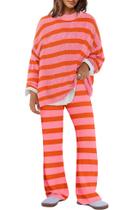 Conjunto de lounge Panadila, suéter listrado feminino, laranja, rosa, S Conjunto de lounge Panadila, suéter listrado feminino, laranja, rosa, S