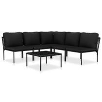 Conjunto de Lounge para Jardín Casafoyer 6 Piezas PVC Negro con Cojines Conjunto de Lounge para Jardín Casafoyer 6 Piezas PVC Negro con Cojines