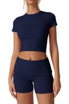 Conjunto de Lounge QINSEN Feminino - Gola Redonda, Azul Marinho - Tamanho P